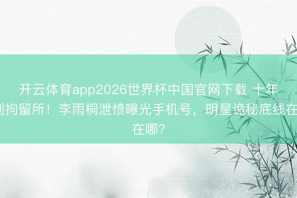 开云体育app2026世界杯中国官网下载 十年撕到拘留所！李雨桐泄愤曝光手机号，明星诡秘底线在哪？