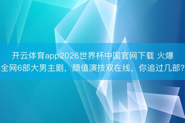 开云体育app2026世界杯中国官网下载 火爆全网6部大男主剧，颜值演技双在线，你追过几部？