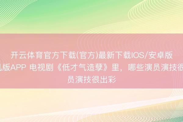 开云体育官方下载(官方)最新下载IOS/安卓版/手机版APP 电视剧《低才气造孽》里，哪些演员演技很出彩